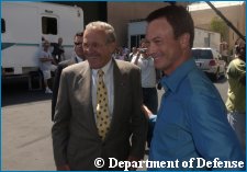 Donald Rumsfeld visits the CSI: NY sets