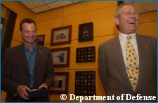 Donald Rumsfeld visits the CSI: NY sets